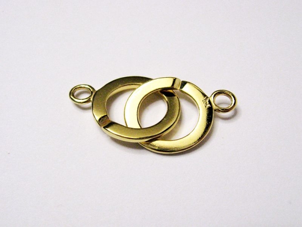 10 mm Ring-Ring Kettenverschluss 925 Silber vergoldet